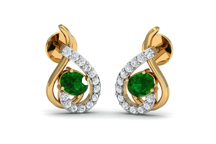 Sely Emerald & diamond earrings in hallmarked gold